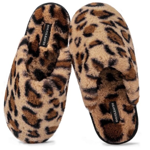 Snug Leaves Women's Fuzzy Scuff Slippers Soft Comfy Memory Foam Non-slip 9-10 - Picture 1 of 16